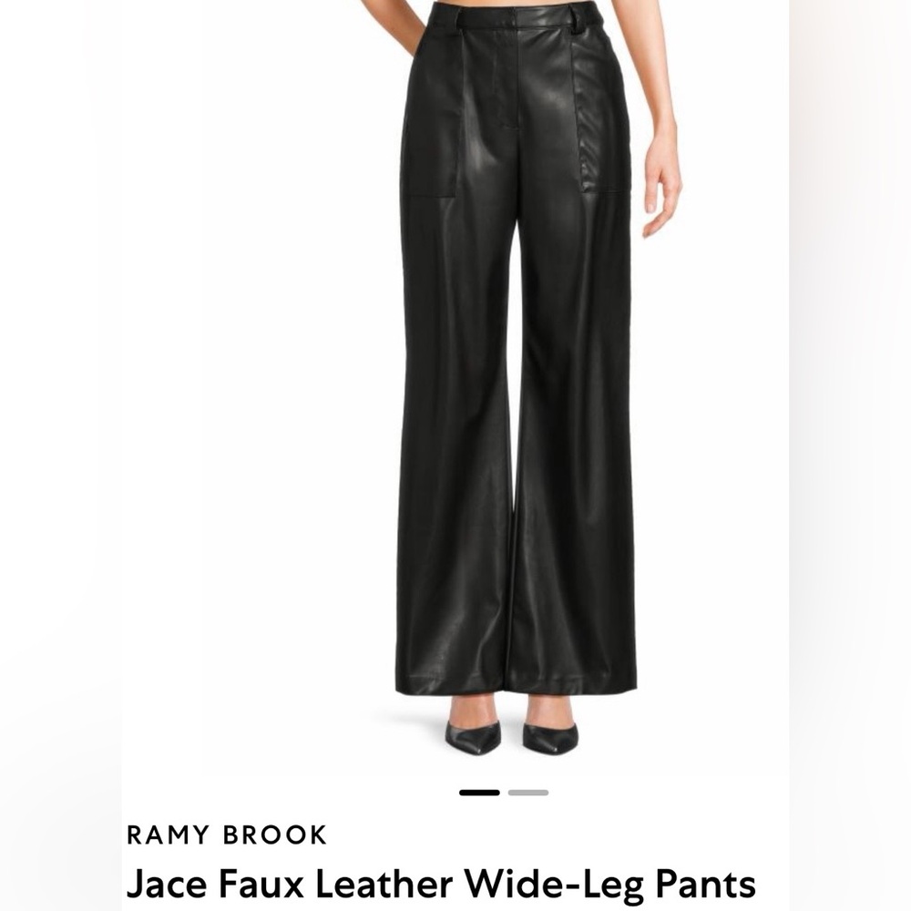 Ramy Brook Jace Black Faux Leather Wide-Leg Pants NWOT. size 2